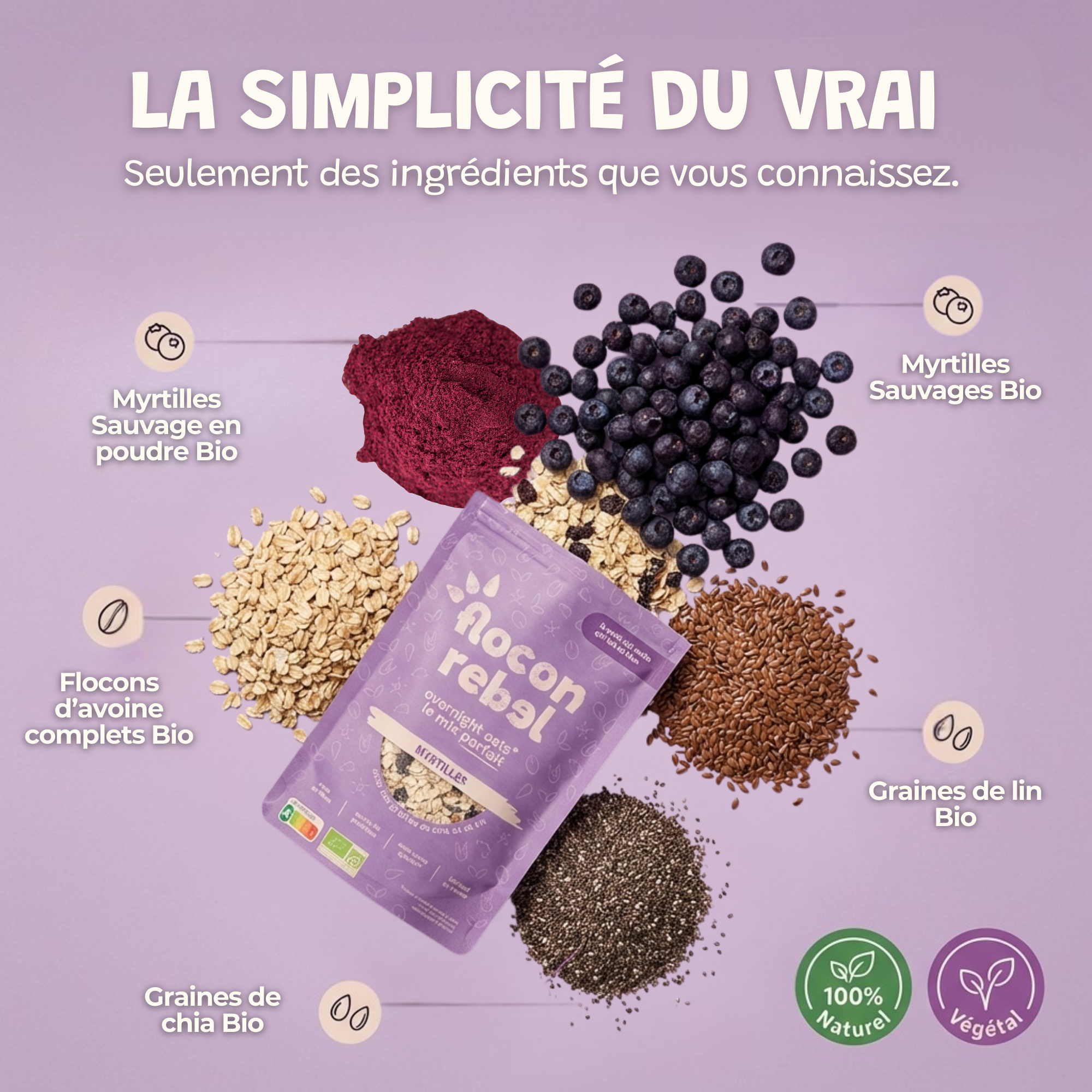 Overnight Oats - Myrtilles BIO - format famille 315g