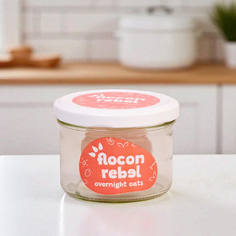 Bocal Flocon Rebel Rouge en verre réutilisables pour une préparation facile d overnight oat porridge