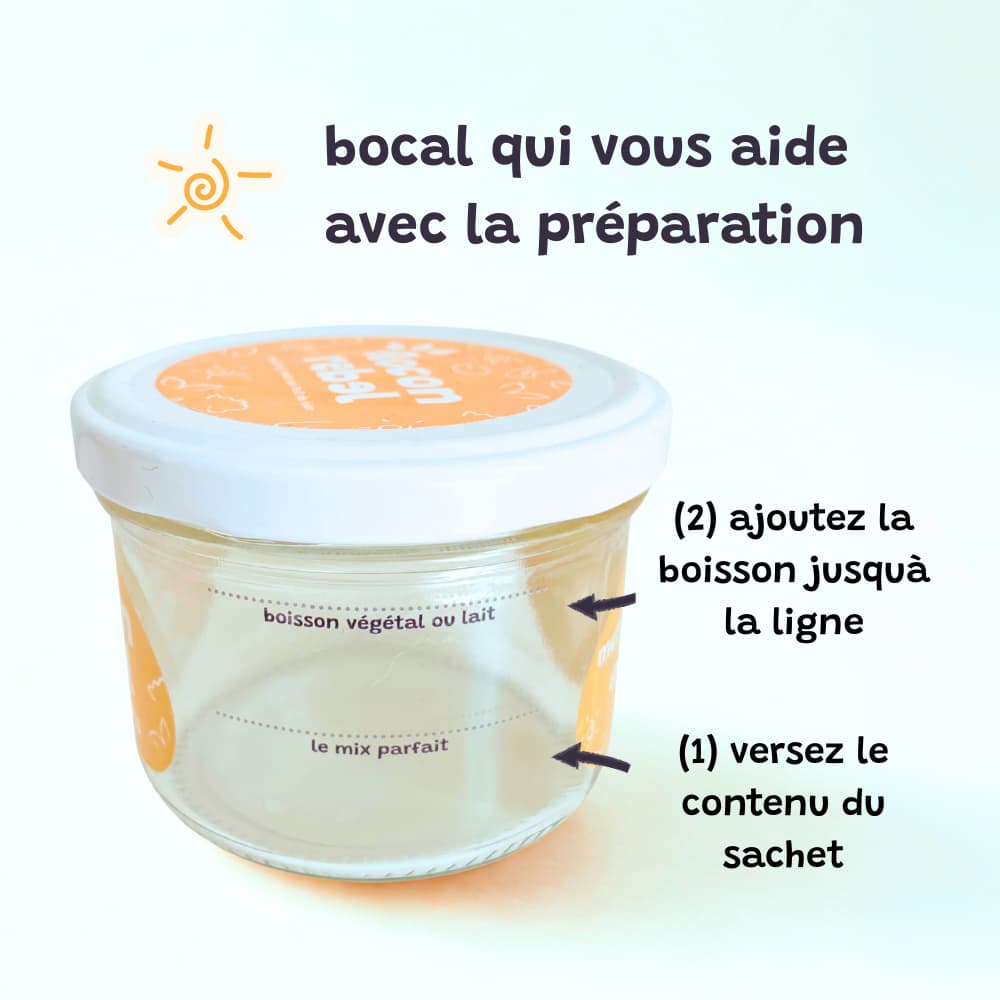 Bocaux Flocon Rebel en verre vous aide avec la préparation de vos overnight oat porridge. Préparation super facile en 20 secondes.
