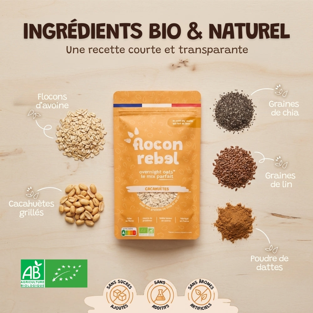 Overnight Oats - Cacahuètes BIO - format famille 315g