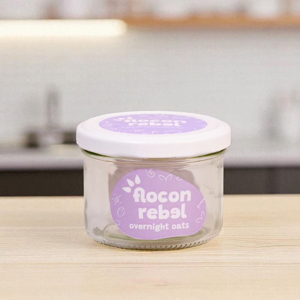 Bocal Flocon Rebel Violet en verre réutilisables pour une préparation facile d overnight oat porridge