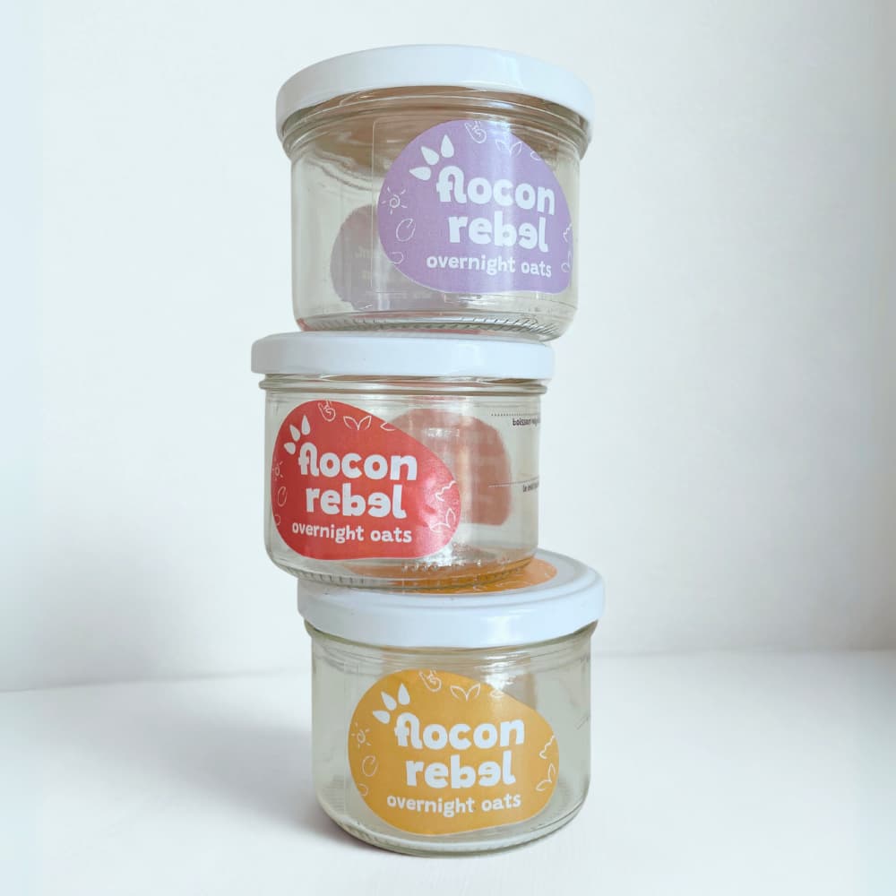 Bocaux Flocon Rebel en verre réutilisables pour une préparation facile d overnight oat porridge