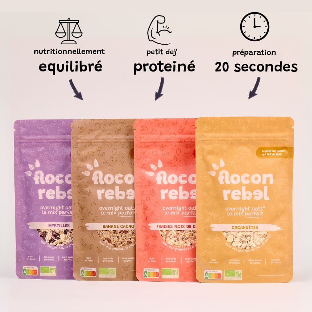 gamme de overnight oats Flocon Rebel et ses benefices