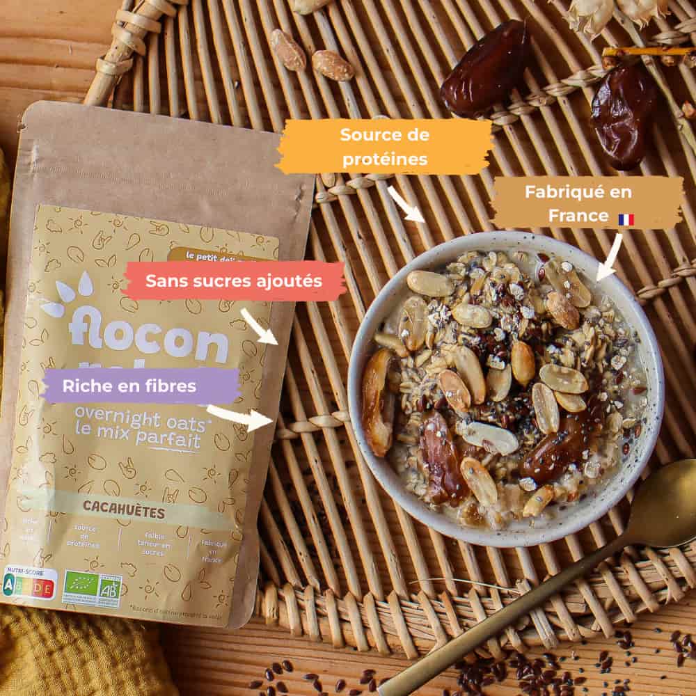 overnight porridge Flocon Rebel Cacahuètes benefices nutritionnels pour la santé de ce petit déjeuner rapide et sain