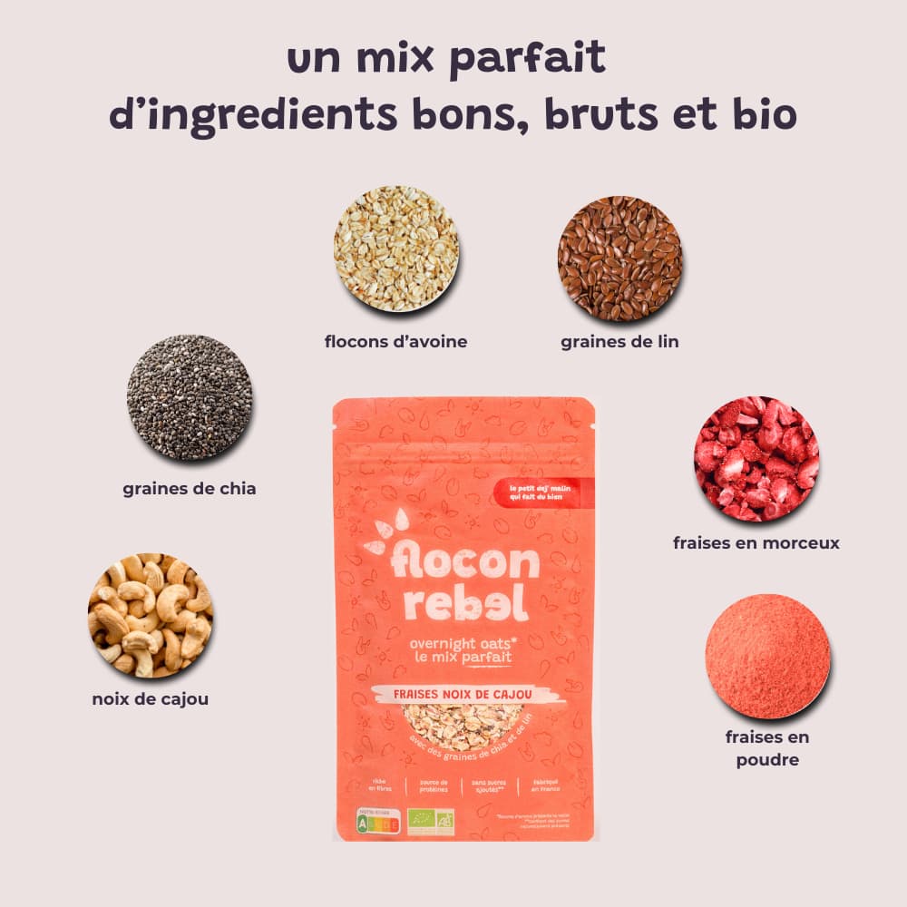 Overnight Oats le mix parfait - Fraises Noix de cajou