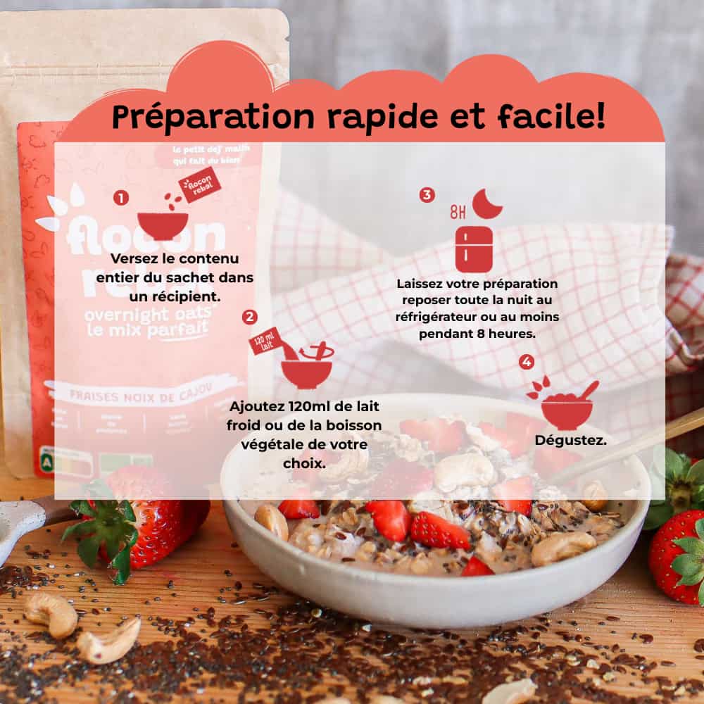 PrĂ©paration en 20 secondes rapide facile pratique overnight oats prĂȘt Ă l&