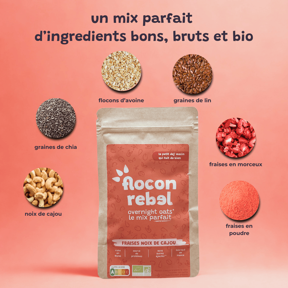 Overnight Oats le mix parfait - Fraises Noix de cajou
