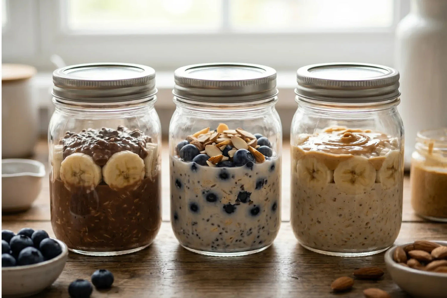 3 pots de overnight oats 