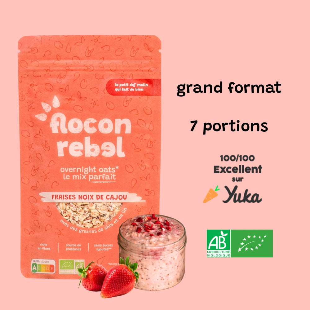 Overnight Oats - Fraises Noix de Cajou BIO - format famille 315g