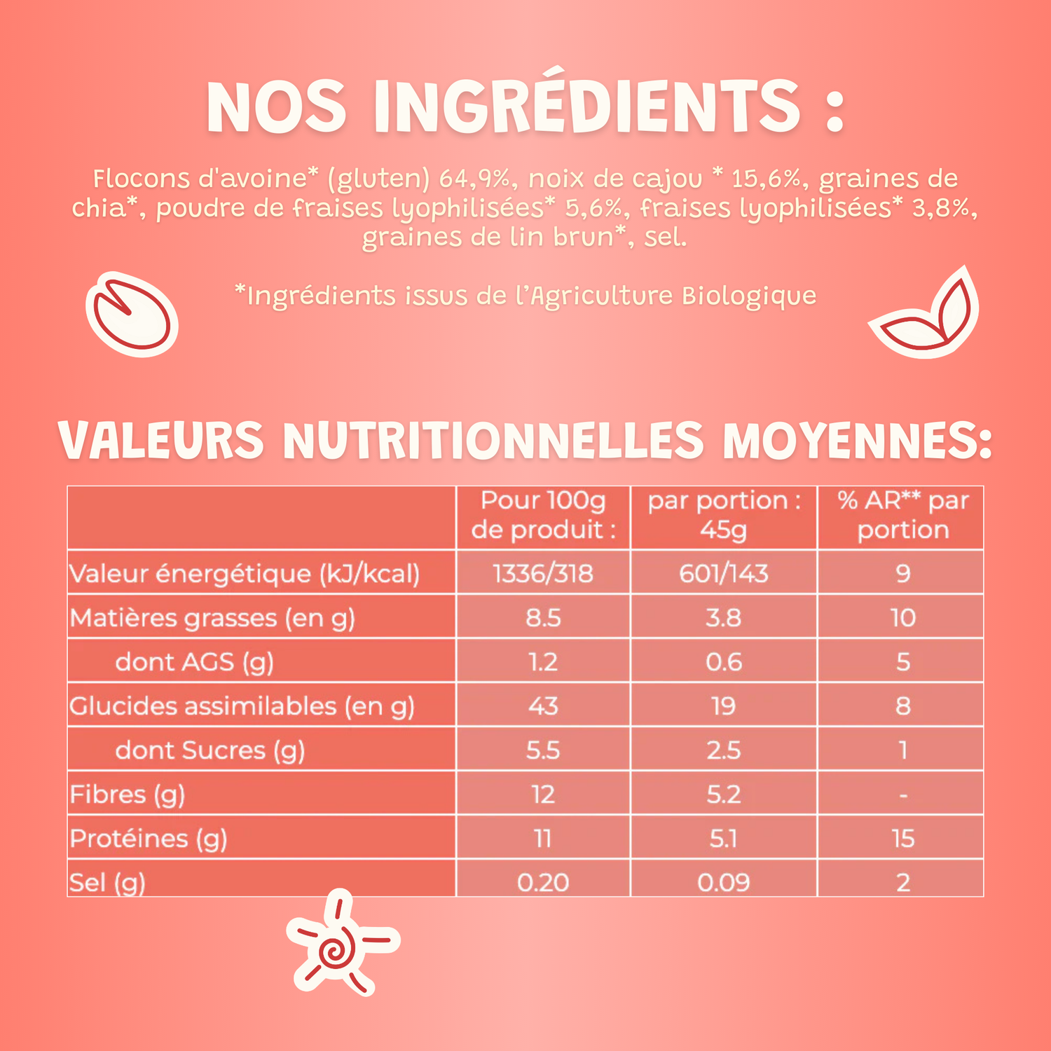Overnight Oats - Fraises Noix de Cajou BIO - format famille 315g