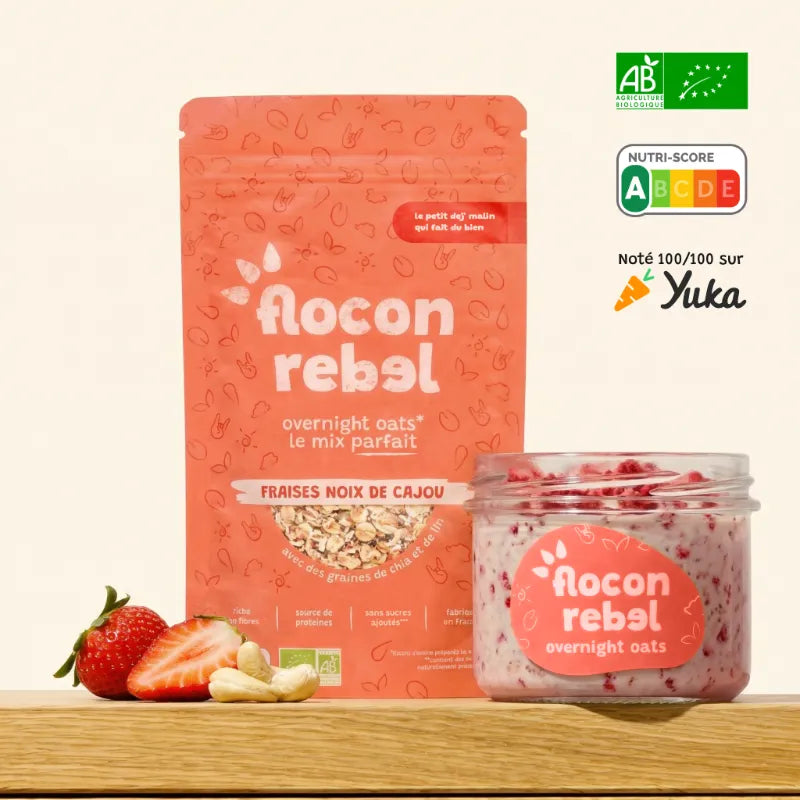 Overnight Oats - Fraises Noix de cajou Bio (45g)
