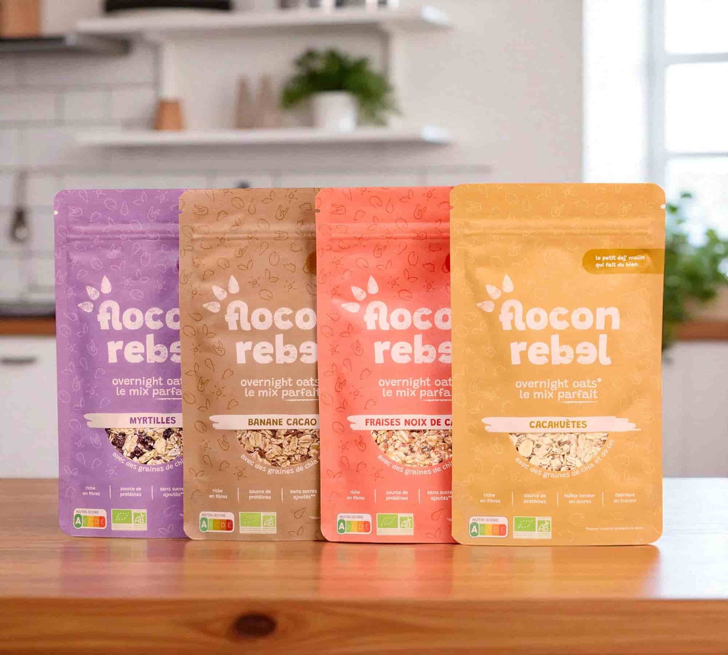 tous les overnight oats Flocon Rebel overnight porridge petit déjeuner sain protéiné sans sucres facile à préparer
